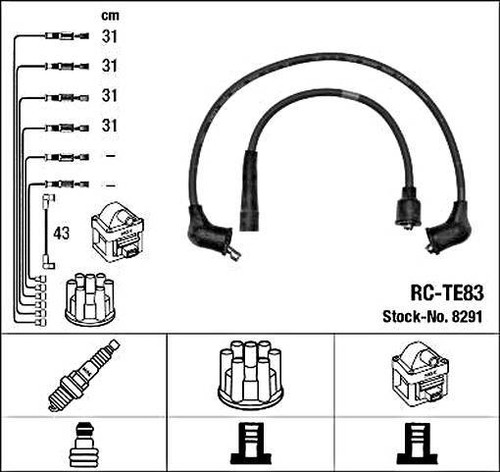 Ngk ignition lead set - ignition, blue